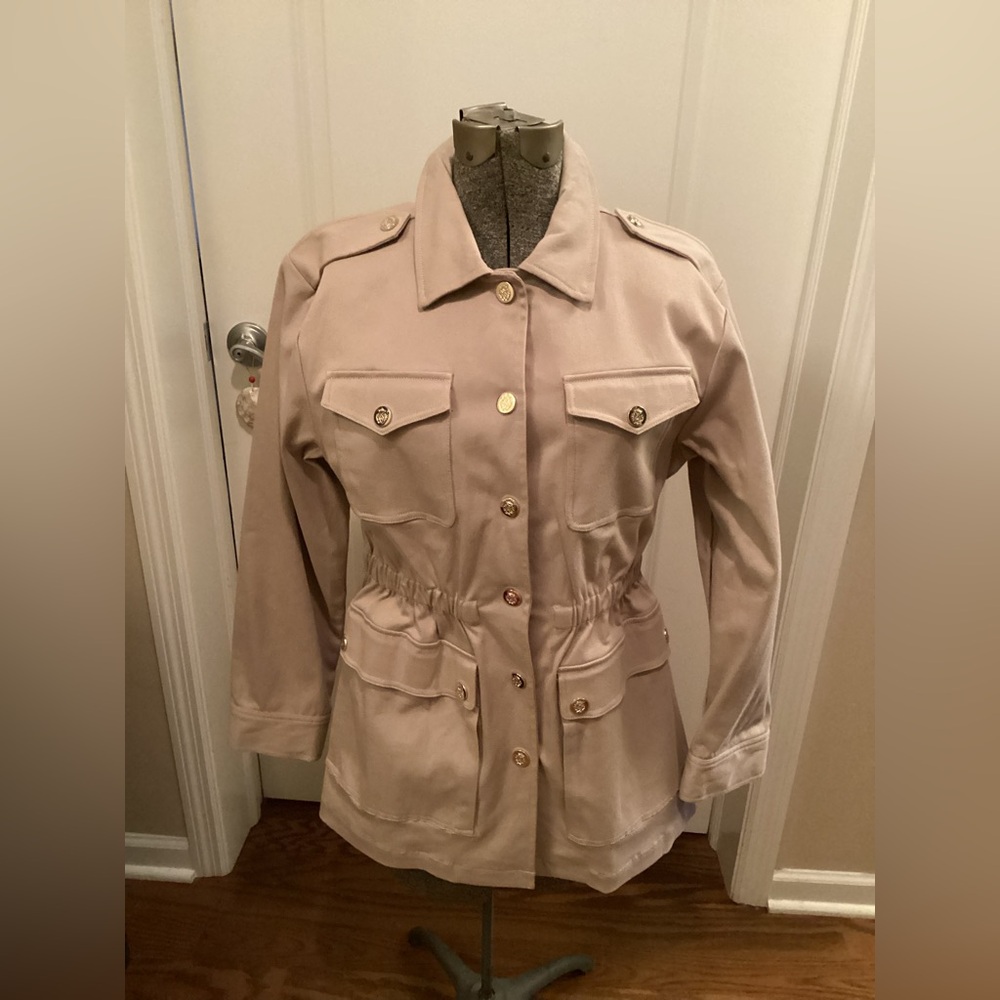 PATTY KIM Khaki Military Elastic Waist Jacket NWT SZ:M $220